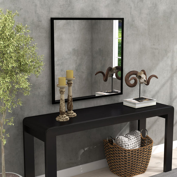 English Elm 80cm Round Float Glass Wall Mirror Polished Edge Vanity Bathroom Hallway Decor Black W3151P265956