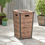 Christopher Knight Home® - Noble House - Delany Outdoor 19.5" Column Light Weight Concrete Fire Pit - 40,000 Btu, Brown