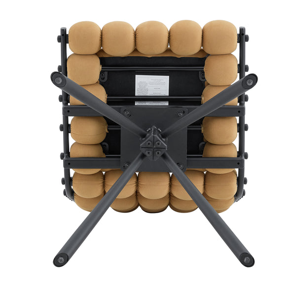 English Elm Cream Dutch Velvet Swivel Chair Tufted Bubble Backrest Glam Armless Accent Seat Black,Brown W3875P448021