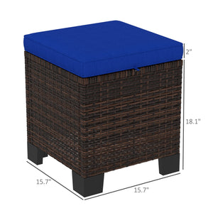 English Elm Outdoor Wicker Ottoman Set of 2 Hand Woven Pe Cube Stools for Patio or Poolside T3971P443562