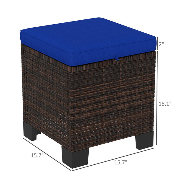 English Elm Outdoor Wicker Ottoman Set of 2 Hand Woven Pe Cube Stools for Patio or Poolside T3971P443562