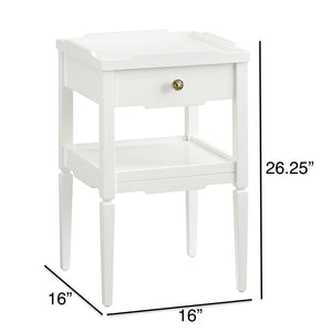 English Elm Foley Mid-Century White 1-Drawer Nightstand with Gold Pull, Tapered Legs & Lower Shelf Storage B050P376969