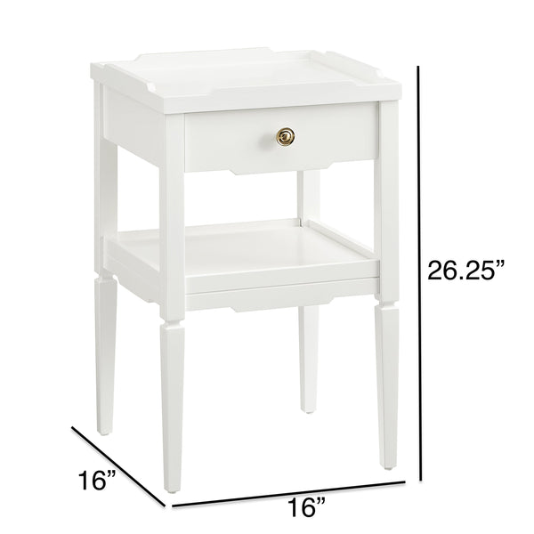 English Elm Foley Mid-Century White 1-Drawer Nightstand with Gold Pull, Tapered Legs & Lower Shelf Storage B050P376969