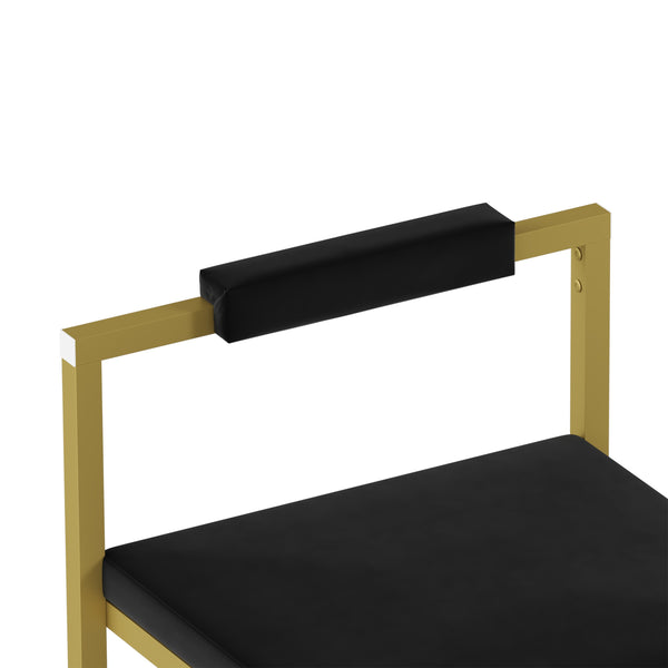 English Elm Modern Velvet Counter Height Bar Stools Set Of 2 - Stylish Gold & Black Upholstered Dining Chairs W1757P310419