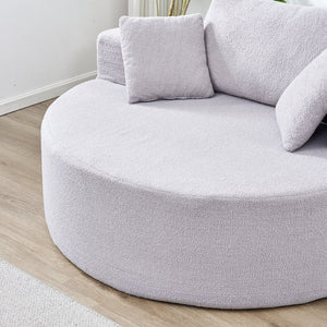 English Elm 55"l Teddy Fleece Round Chaise Chair Plush Foam Seating for Modern Living Rooms Gray W1669P368377