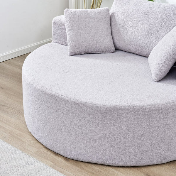 English Elm 55"l Teddy Fleece Round Chaise Chair Plush Foam Seating for Modern Living Rooms Gray W1669P368377