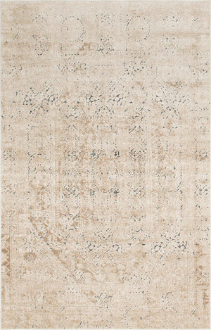 Unique Loom Chateau Quincy Machine Made Abstract Rug Beige, Brown/Navy Blue 6' 1" x 9' 0"