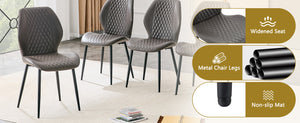 English Elm 4-piece Diamond Quilted Upholstered Dining Chair Set with Sleek Black Metal Legs Black,Dark Gray W1151P458005