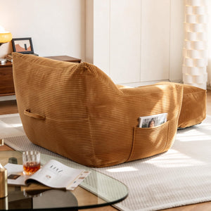 English Elm Bean Bag Chair with Armrests Shredded Foam Fill Oversized Lounge Seat for Adults Brown W5385P433252