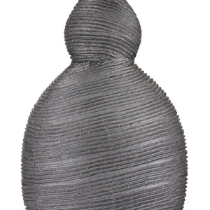 Basalt Gray Table Lamp - Handcrafted Terracotta Design with Metallic Finish & Bone Shantung Shade