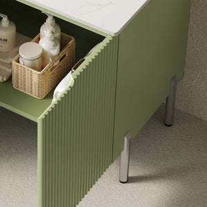 English Elm TURIO 30" Freestanding Bathroom Vanity with Carrara Marble Top, Soft-Close Doors & Ample Storage Green W2615P293843