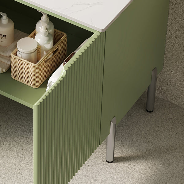 English Elm TURIO 30" Freestanding Bathroom Vanity with Carrara Marble Top, Soft-Close Doors & Ample Storage Green W2615P293843