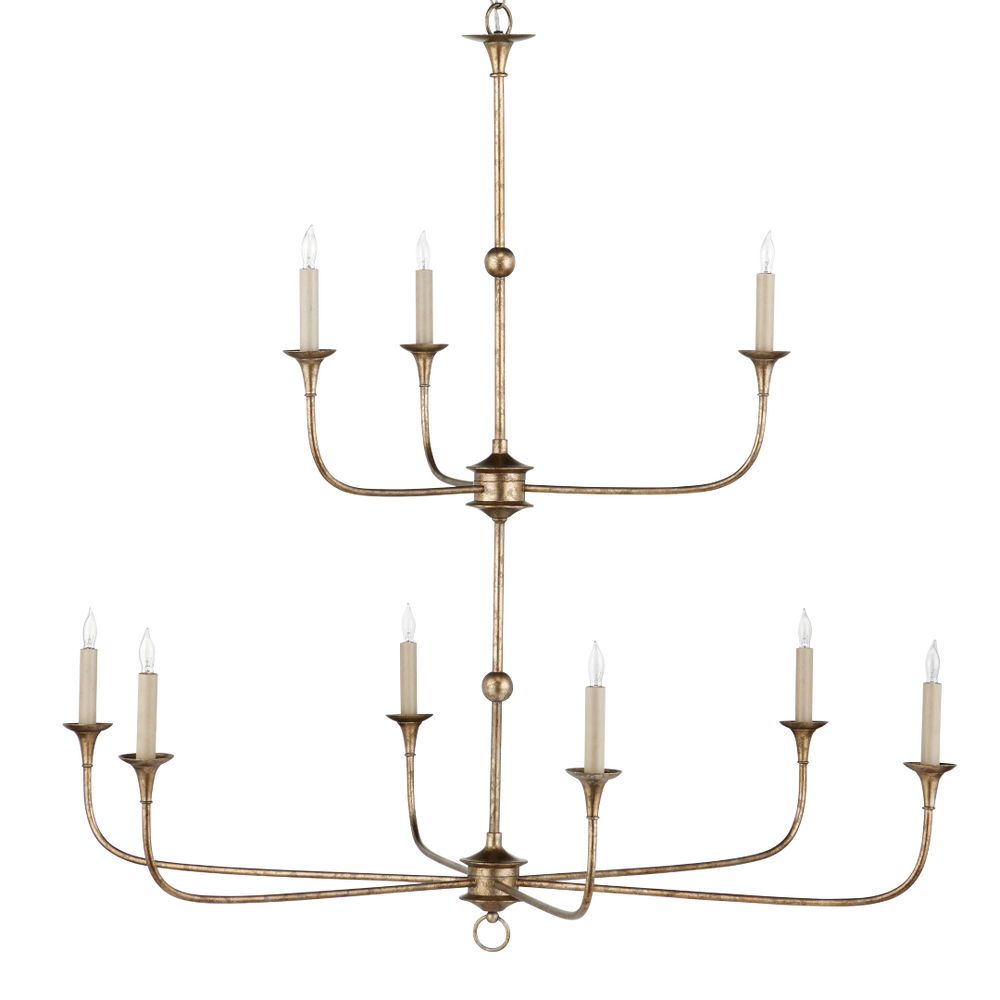 Nottaway Bronze Two-Tier Chandelier - Elegant Pyrite Finish for Traditional and Spacious Interiors