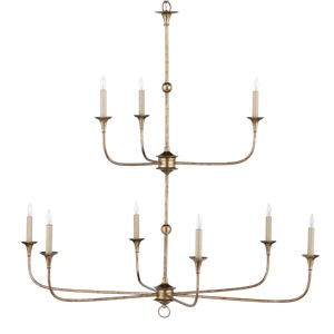 Nottaway Bronze Two-Tier Chandelier - Elegant Pyrite Finish for Traditional and Spacious Interiors