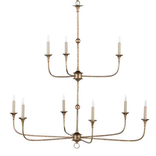 Nottaway Bronze Two-Tier Chandelier - Elegant Pyrite Finish for Traditional and Spacious Interiors