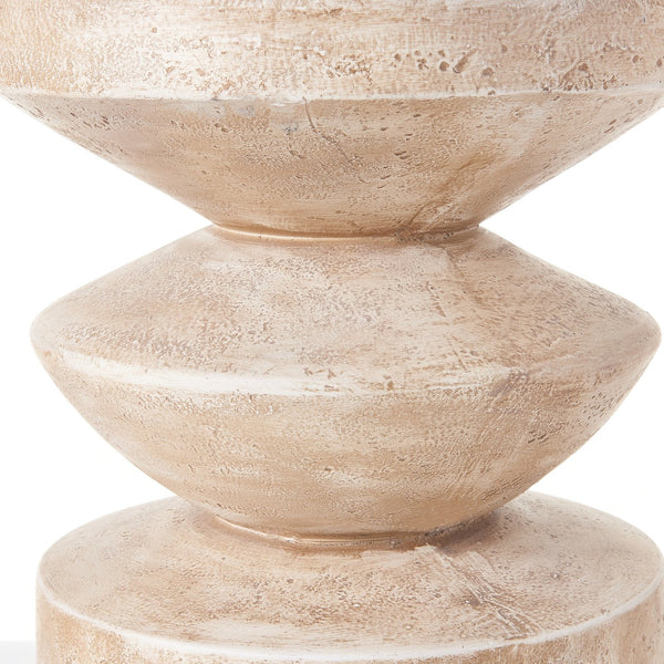English Elm 15.16 Inch Handmade Mgo Tiered Round Side Table for Patio Balcony or Living Room N772P390766A