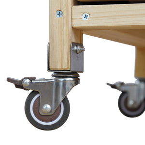 English Elm K&K Outdoor Kitchen Island Rolling Bar Cart with 1.2" Stainless Steel Top, Ample Storage, Wheels and Spice Rack Natural WF532198AAY