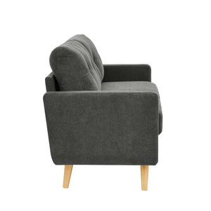 English Elm 67.7" Tufted Button Mid-century Loveseat with Splayed Wood Legs for Living Rooms Gray B355P428575
