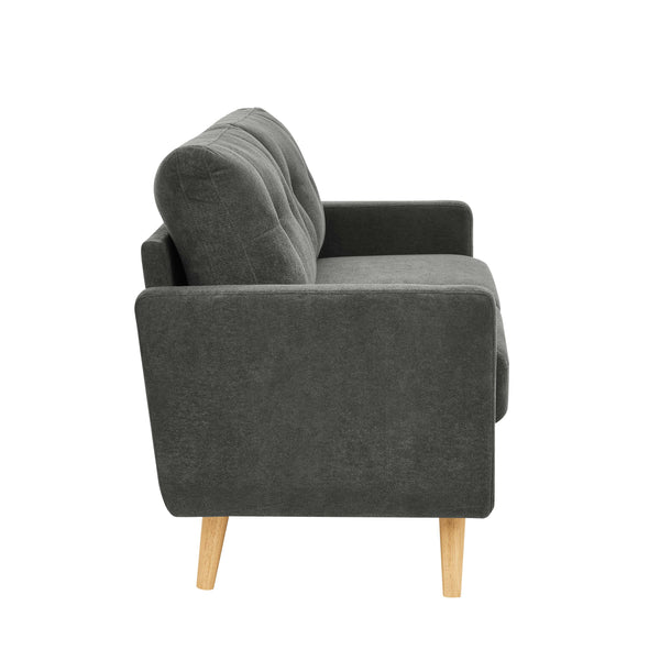 English Elm 67.7" Tufted Button Mid-century Loveseat with Splayed Wood Legs for Living Rooms Gray B355P428575