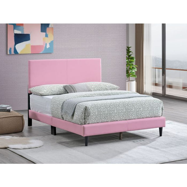 English Elm Baron Full Bed Frame with Faux Leather Upholstery, Slat Support, Adjustable Headboard Height, Fits 7–13" Pink 26.37 L x 60.39 W x 7.28 H B078P380176