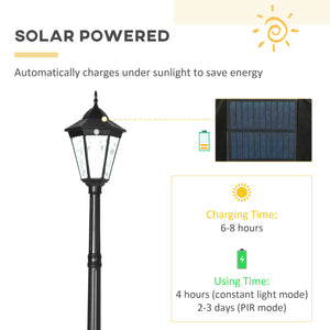 English Elm Outsunny 94.5" Solar Lamp Post - Vintage Dusk-to-Dawn LED Street Light with PIR Sensor, IP44 Weatherproof W2225P217555