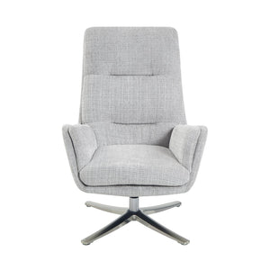English Elm Comfortable Swivel Chair with Ottoman, Chenille Upholstery, Silver Metal Base, Plush Modern Comfort Gray 30 L x 35 W x 30 H B011P304985