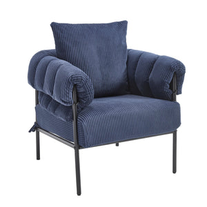 English Elm TS Modern decorative chair with plush teddy fleece upholstery and gold metal legs for luxe comfort and style Dark Blue W2311P308068
