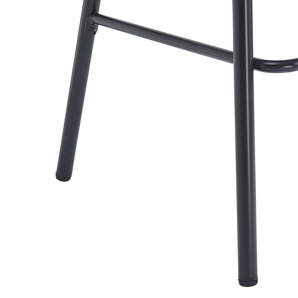English Elm Christopher Knight Home® - Ethan Metal Upholstered Barstool Set of 2 — Faux Leather Cushions, Woven Rattan Back, Sleek Black Frame N775P290455B
