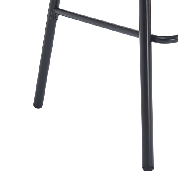 English Elm Christopher Knight Home® - Ethan Metal Upholstered Barstool Set of 2 — Faux Leather Cushions, Woven Rattan Back, Sleek Black Frame N775P290455B