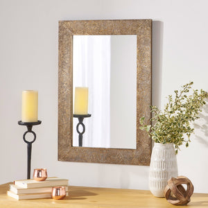 Christopher Knight Home® - Noble House - Charmaine Traditional Handcrafted Aluminum Fitted Mirror, Antique Brass