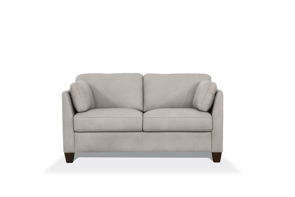 English Elm Matias Italian Genuine Leather Loveseat with Walnut Legs and Tailored Stitching B2726P496935