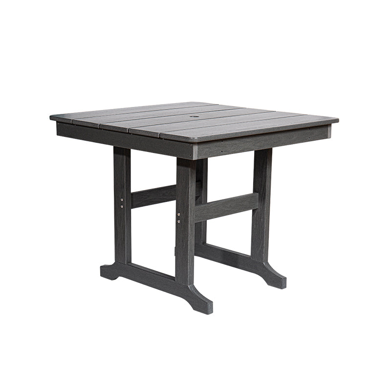 English Elm Modern Hdpe Outdoor Dining Table Wood Grain Aluminum Frame Umbrella Hole Patio Gray W3805P389553