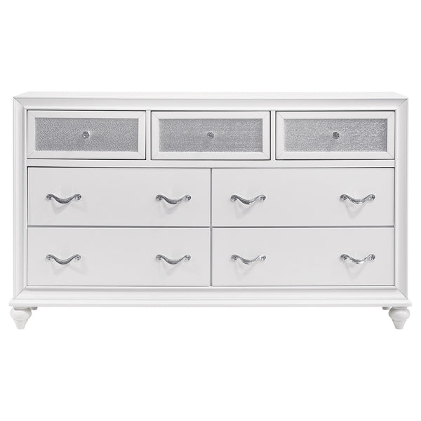 English Elm Randall Glam Queen Bedroom Set Tufted Leatherette Bed Dresser Mirror Nightstand B062S01416