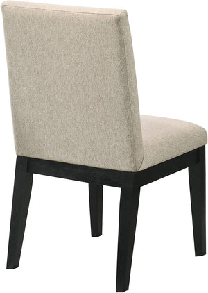 English Elm Contemporary Upholstered Dining Chairs Set of Two Oatmeal Fabric Kitchen Seating B011P446660