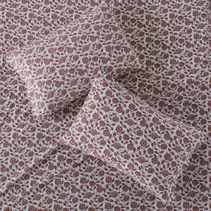 English Elm 4 Pcs King Sheet Set - Cozy Rust Floral Design, Soft 100% Cotton Flannel For Ultimate Comfort B035P319680