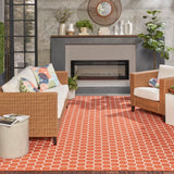 Nourison Reversible Indoor Outdoor RVB01 Machine Made Loom-woven Borderless Design Indoor/Outdoor Modern Outdoor Rug Coral, Coral 89% Polypropylene,11% Polyester 99446974198