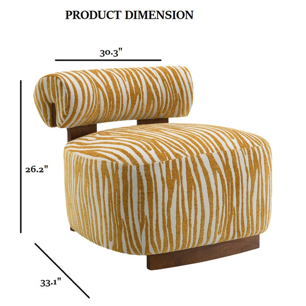 English Elm Contemporary Sculpted Barrel-Back Arm Chair with Smooth Casters, Neutral Textured Upholstery, Stylish Accent Seating Yellow 31 L x 34 W x 27 H B2741P401386