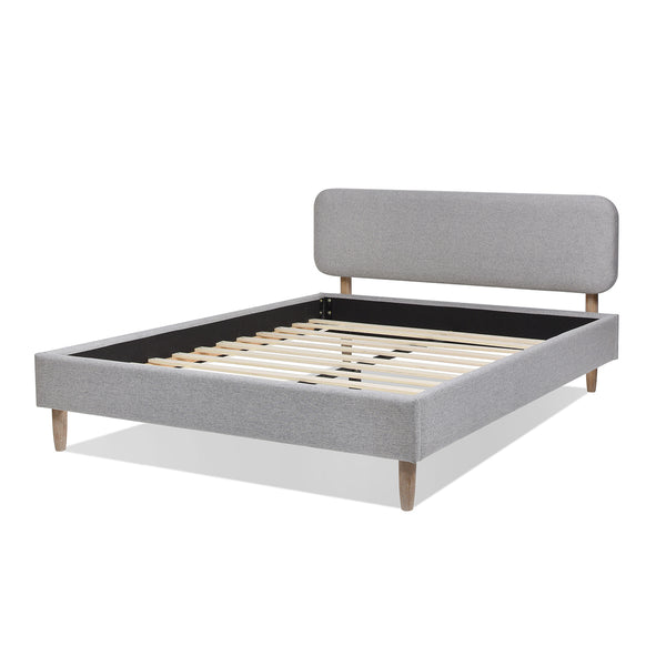 English Elm Jennifer Taylor Home - Diego Queen Upholstered Platform Bed - Light Grey, Modern Design With Natural Wood Legs & Comfort B2719P238661