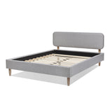 English Elm Diego Low Upholstered Platform Bed, Queen, Light Grey Polyester