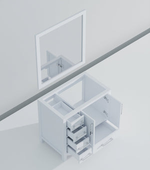 English Elm White Bath Vanity Set With Right Offset Sink, 34" Mirror, And Ample Storage For Modern Bathrooms B2731S00507-GIGA