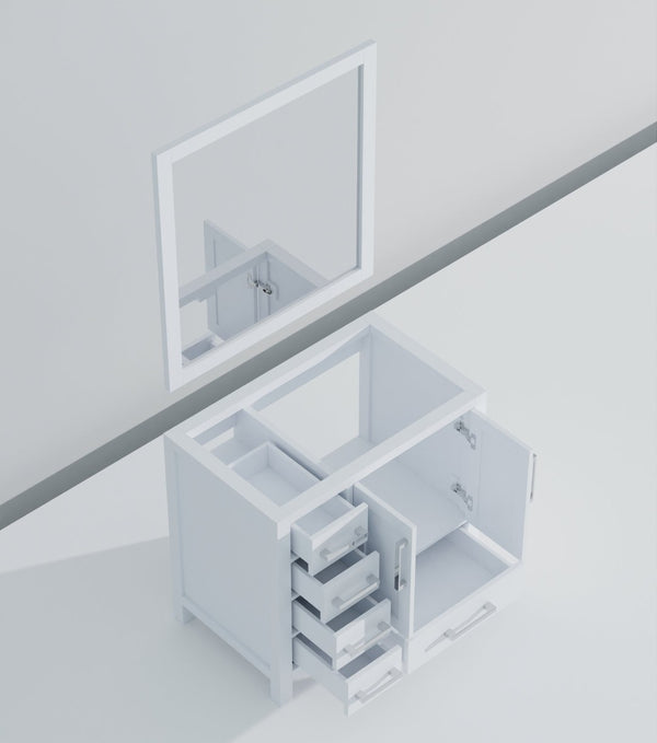 English Elm White Bath Vanity Set With Right Offset Sink, 34" Mirror, And Ample Storage For Modern Bathrooms B2731S00507-GIGA