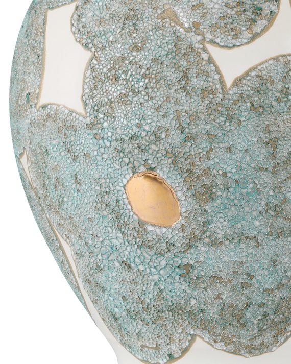 Currey & Company Bloom Blue & Ivory Porcelain Vase - Exquisite Floral Design With Metallic Accents For Elegant Décor Blue Porcelain 1200-0978-currey-company