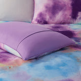 Intelligent Design Cassiopeia Modern/Contemporary Watercolor Tie Dye Printed Comforter Set with Throw Pillow ID10-2257 Lavender