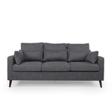 Christopher Knight Home® - Noble House - Roselle Contemporary 3 Seater Fabric Sofa, Charcoal And Espresso