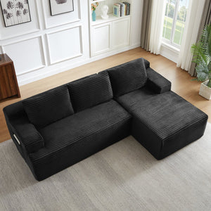 English Elm L-shaped Corduroy Modular Sectional Deep Seat Cloud Sofa for Living Room or Apartment W2339P424637