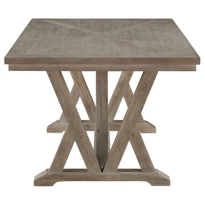 English Elm Ruston Acacia Wood Rectangular Dining Table Seats Eight with Trestle Base B062P441051