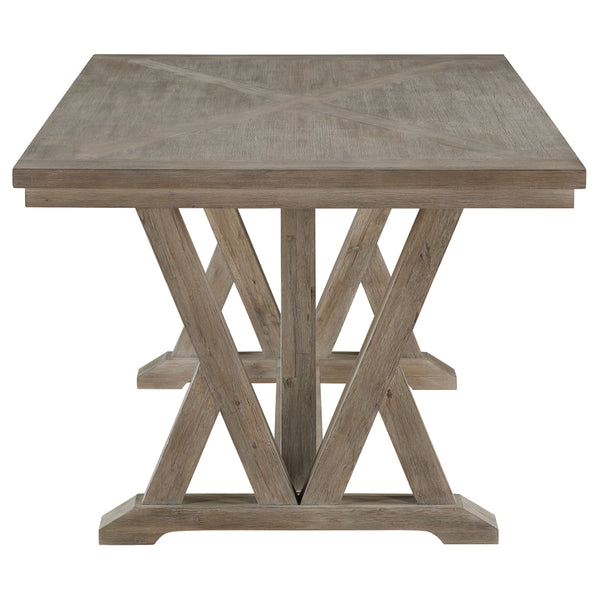 English Elm Ruston Acacia Wood Rectangular Dining Table Seats Eight with Trestle Base B062P441051