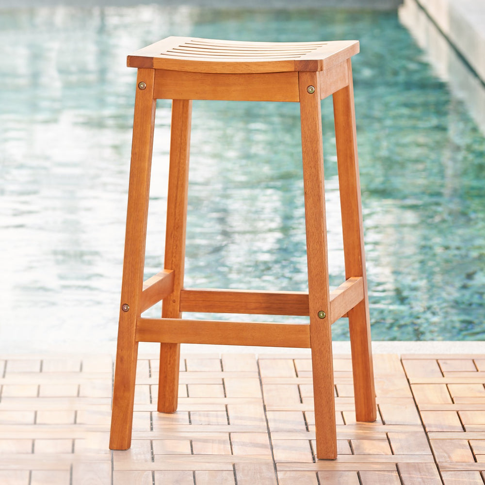 English Elm Honey Eucalyptus Outdoor Dining Stool - Durable, Stylish Wood Seating For Patios And Porches B093P401136