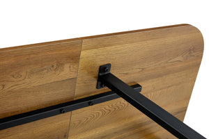 English Elm Modern Dual-surface Dining Table Mdf Marble and Grain Top with Powder-coated Metal Frame Black,Wood W3875P372888