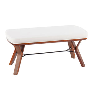 English Elm Folia Upholstered Mid-century Bench with Tapered Wood Legs for Bedroom or Entryway B202S01153